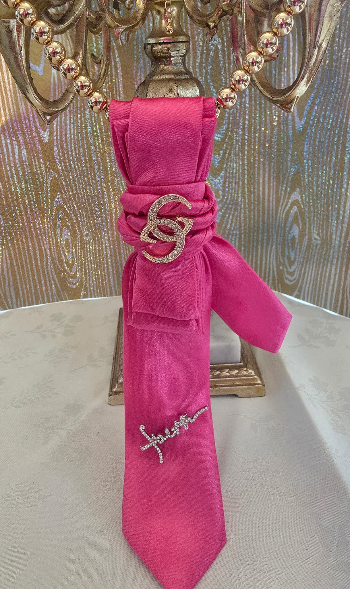 Pink Tie Necklace