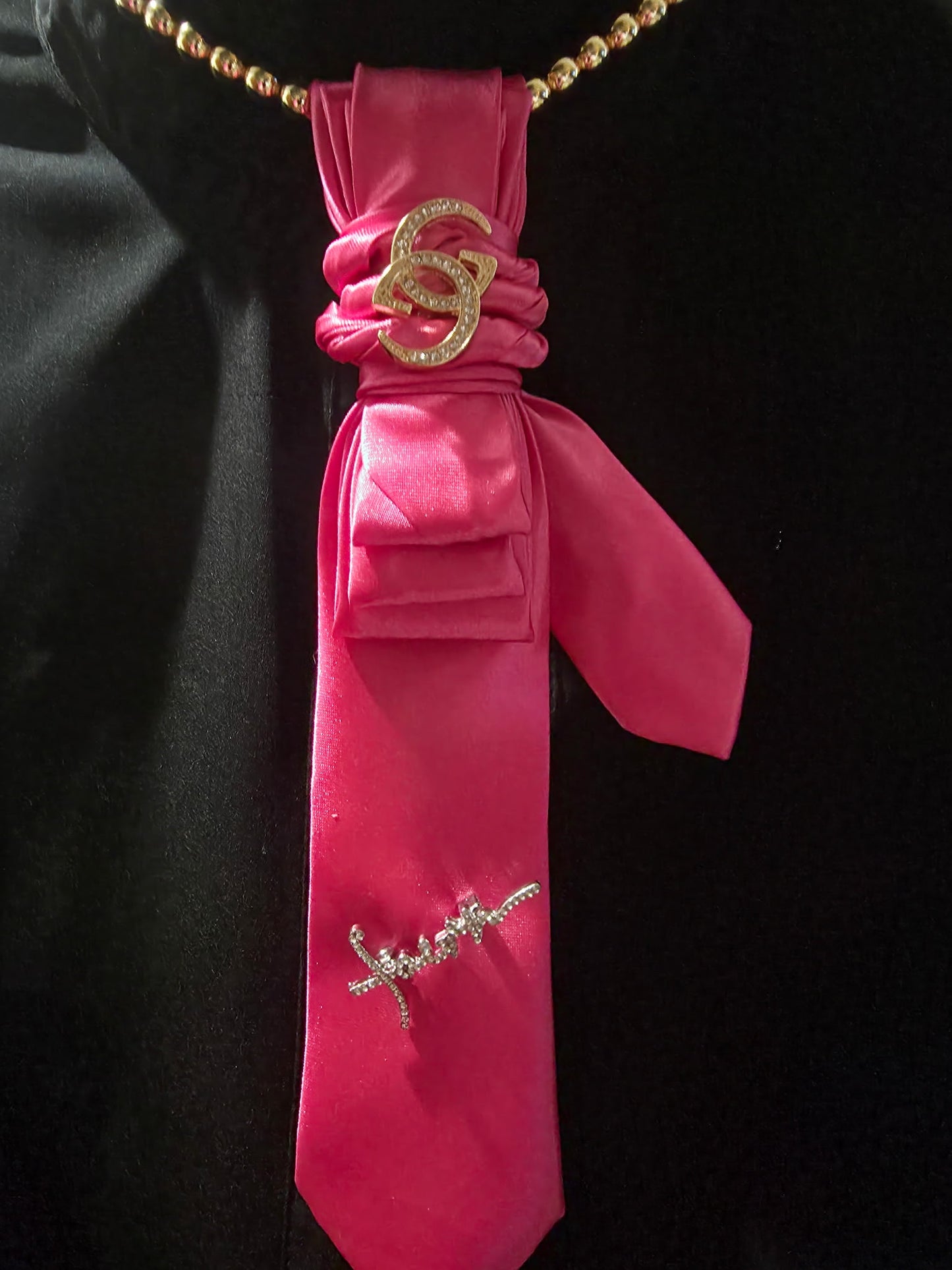 Pink Tie Necklace